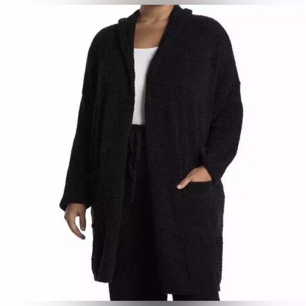 RDI shawl collar fuzzy black cardigan, size small
